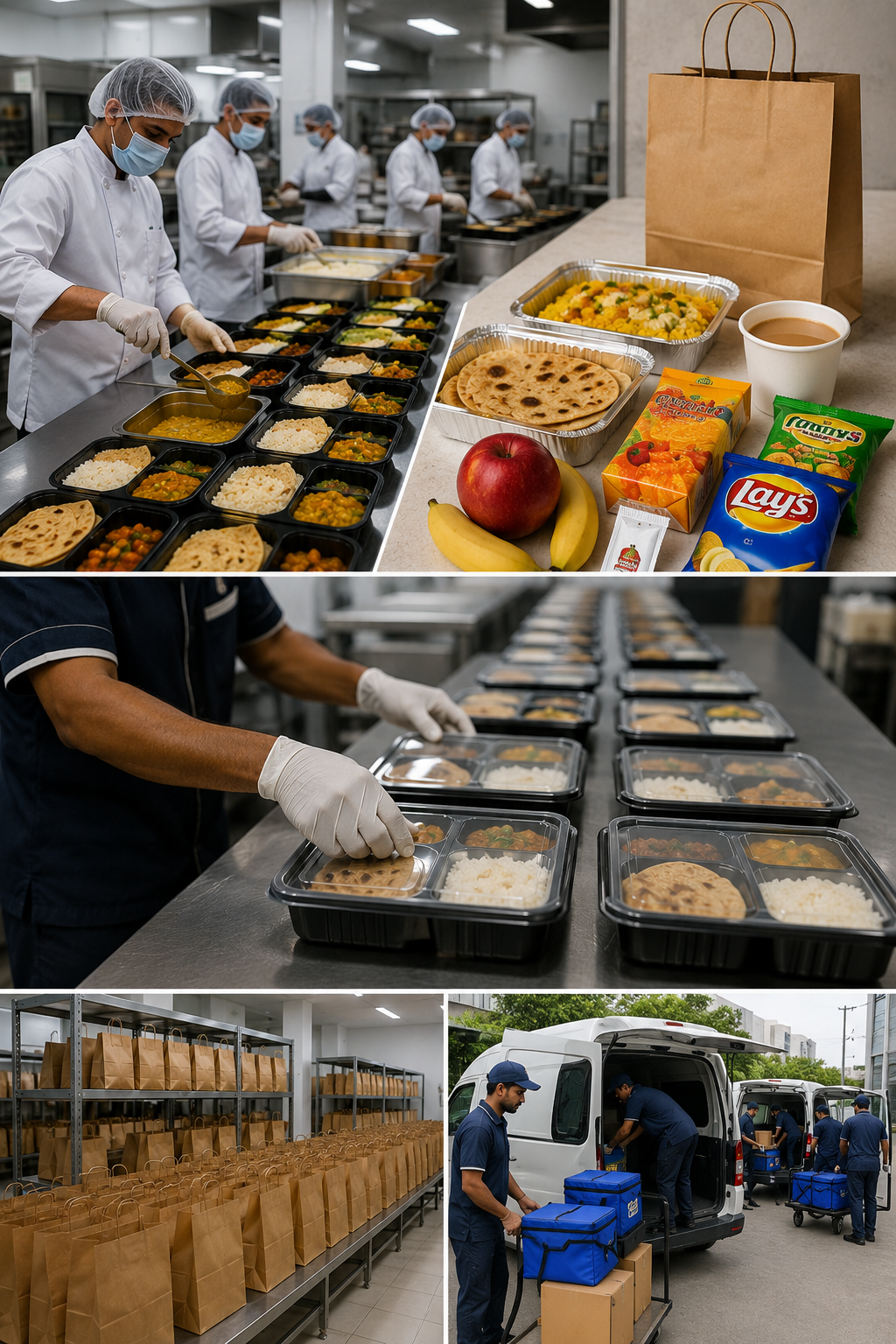Staff packing fresh hygienic meals with gloves by Pumpkin Yatri Meals